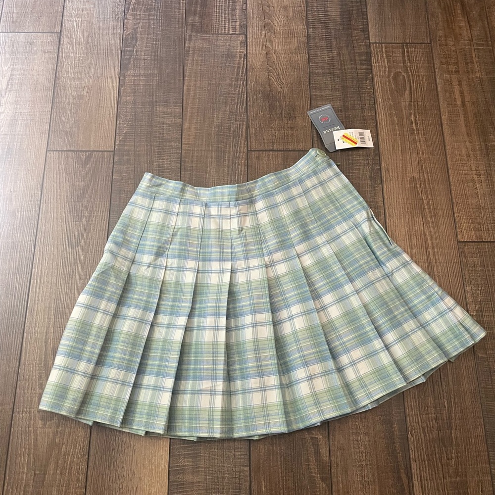 Rewind Plaid Skater Skirt in Blue and Green